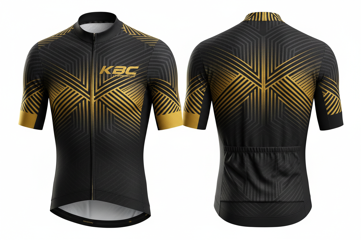 KBC Custom Cycling Jersey - Black Gold Flatlay