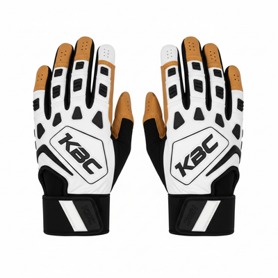 Custom baseball batting gloves with KBC logo in white and black