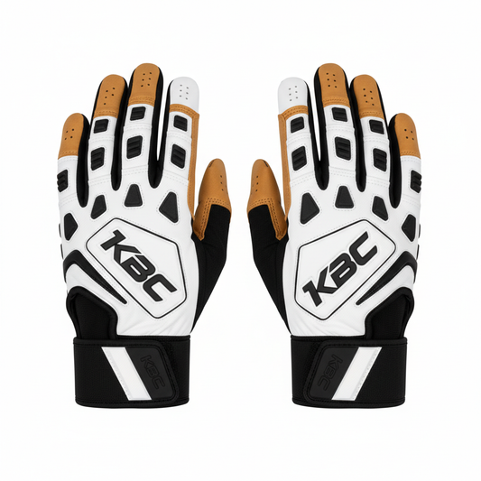 Custom baseball batting gloves with KBC logo in white and black