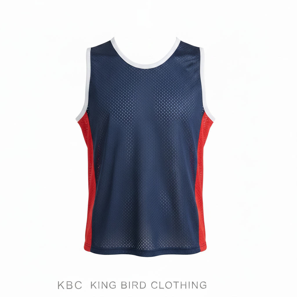 Custom Lacrosse Pinnie manufactured at Kingbird Clothing. Light weight mesh fabric used for training matches and breathable effects