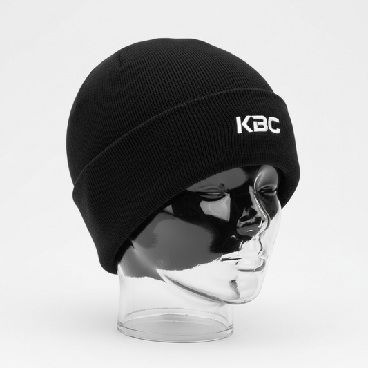 KBC Mens Skull Cap Beanie Black with Logo