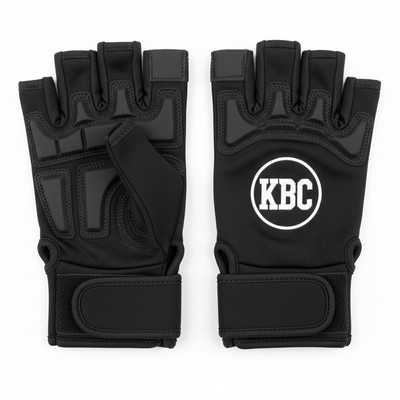 Custom wheelchair gloves with KBC logo in black with padded palm