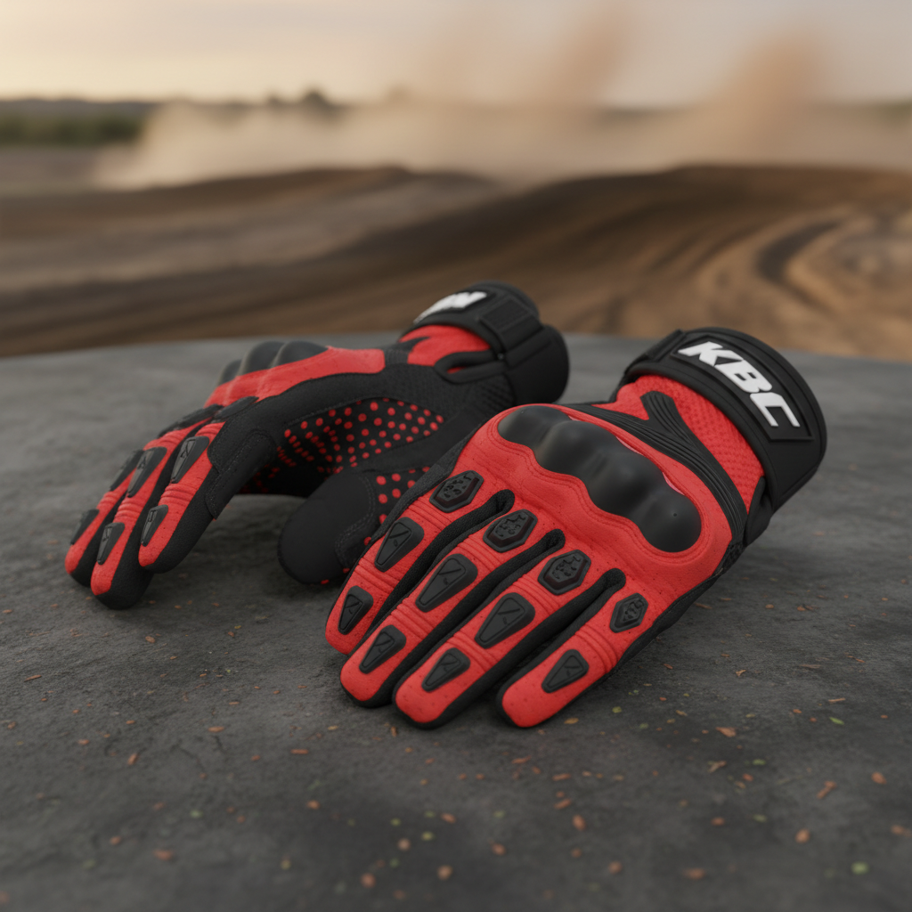 Custom motocross gloves with KBC branding - wholesale manufacturer