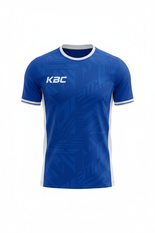 Custom Football Jersey KBC Branding - Blue & White Ghost Mannequin