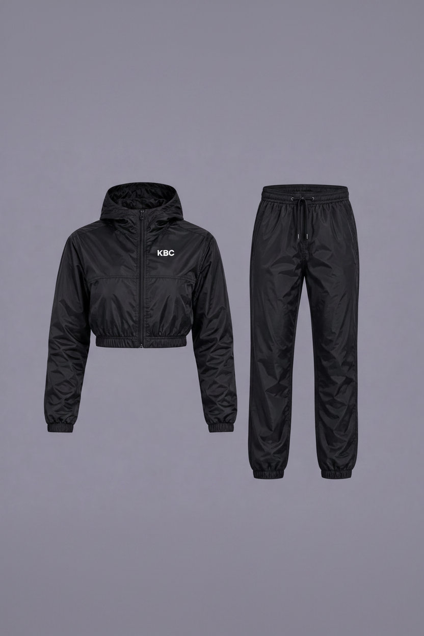 KBC Branded Black Nylon Tracksuit